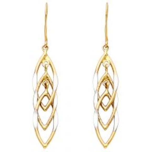Fancy 14K 2 tone Color Hanging Earrings
